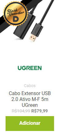 Cabo Extensor USB 2.0 Ativo M-F 5m UGreen