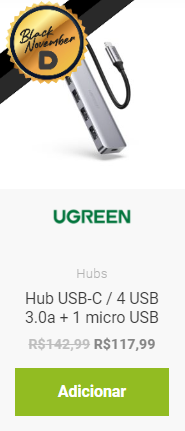 Hub USB-C / 4 USB 3.0a + 1 micro USB